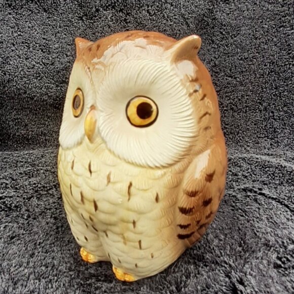 Otagiri Mid Century OMC Japan Owl Bird Piggy Hand Painted 5" Ceramic Coin Bank - Picture 5 of 8